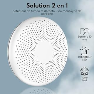 Aroha Safety Pro Détecteur Combiné avec Fumée et Monoxyde de Carbone - Batterie de 10 Ans - Alarme Incendie & Alarme de Monoxyde de CO