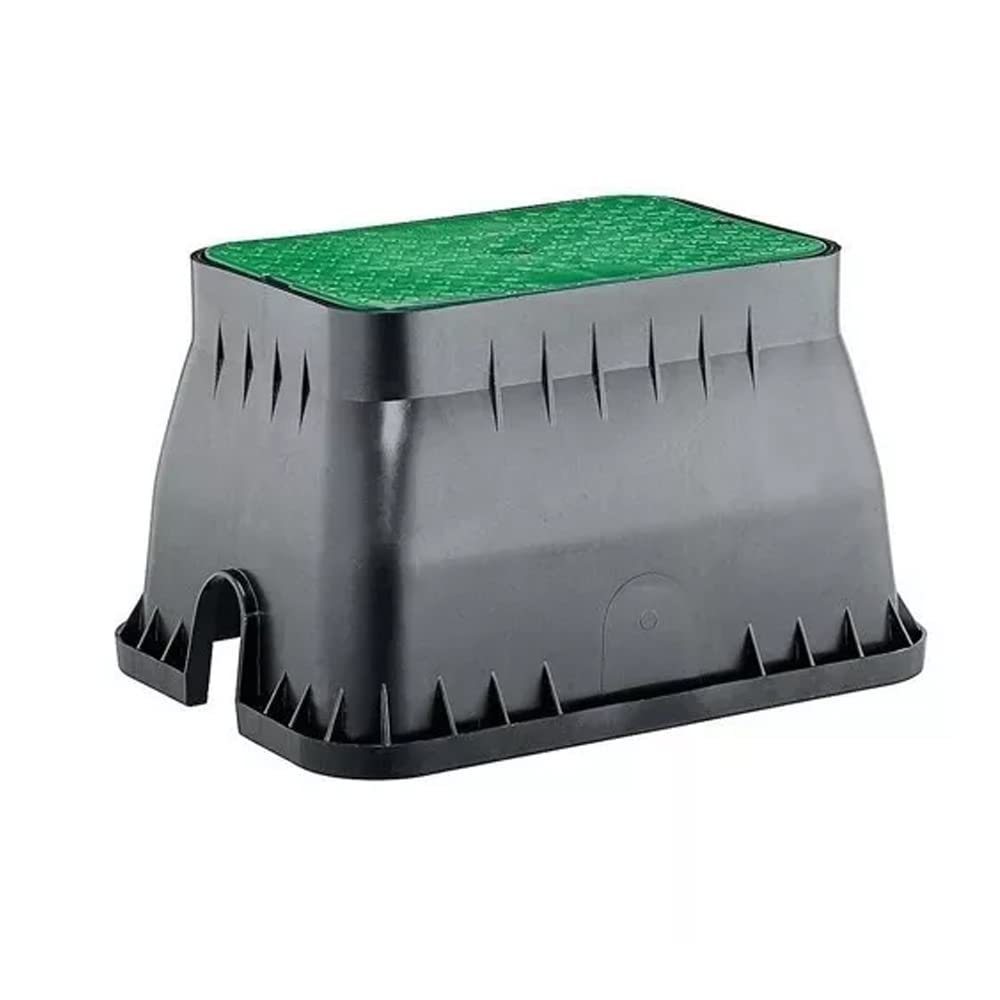 Arqueta de riego rectangular estándar [40 x 27 x 30 cm] Cuerpo de Polipropileno negro, resistentes a la intemperie y al impacto de los agentes meteorológicos. Capacidad 4/6 electroválvulas