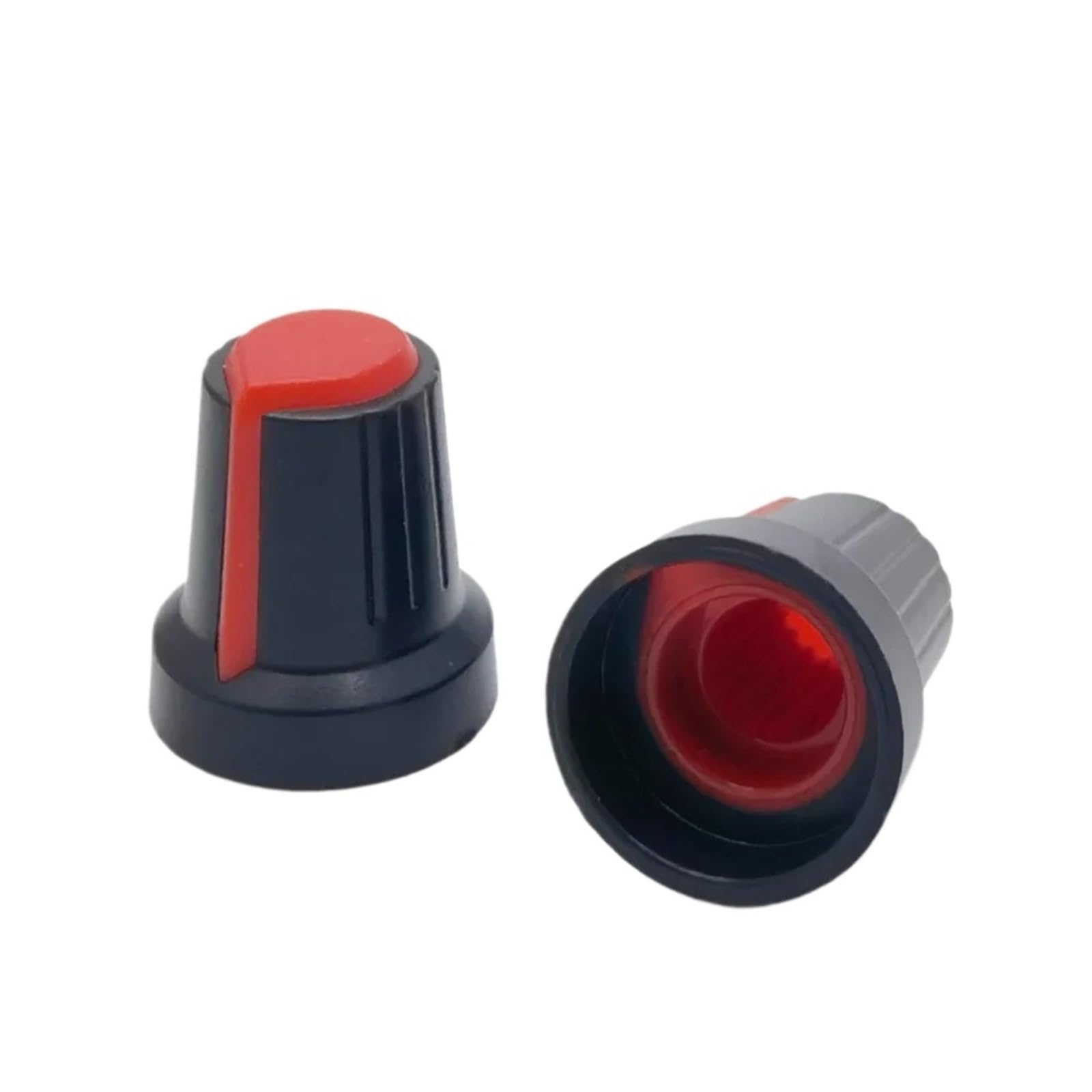 KFGWOPOYVY 50pcs/lot Rotary Switch Encoder Potentiometer Wh148 Plastic Cap Volume Control Knob AG2 15x17mm Plum Handle Shaft Hole 6mm(Red)