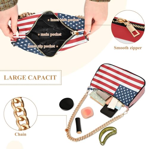Shoulder Bags for Women American Flag Hobo Tote Handbag Small Clutch Purse with Zipper Closure4