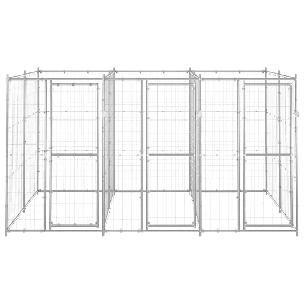 vidaXL Chenil Extérieur Acier Galvanisé 7,26 m² Enclos Niche Cage pour Chiens