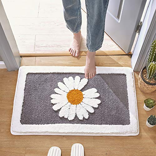 BADASS SHARKS Bathroom Rugs Mat White Flower Bath Rugs Fluffy Soft Superfine Fiber Rugs Non Slip Bath Mat Machine Wash Plush Mats,Bathroom Rug for Bathroom Shower Room
