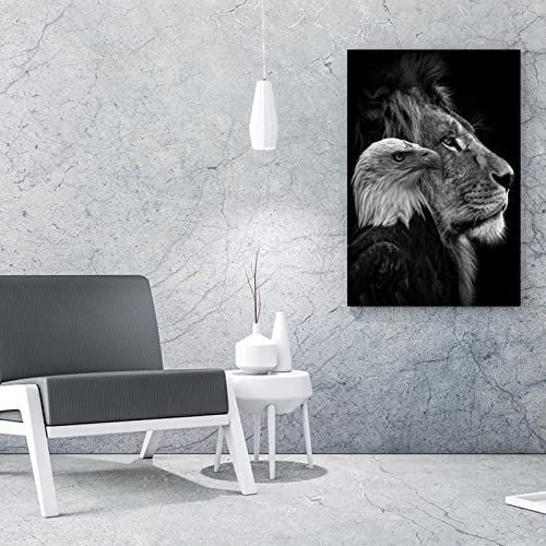 Animal Wallpaper Print Art Half Lion Half Eagle Oil Painting Art Wall Art Home Decor (2) Canvas Painting Posters And Prints Wall Art Pictures For Living Room Bedroom Decor 24X32Inch(60X80Cm) Frame-St #TOP3