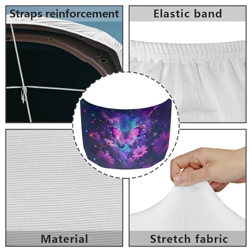 Image of Renewold Car Hood Cover Protector, Auto Hood Wrap Blanket, Butterfly Flower, Full Exterior Covers for Hood, Indoor Outdoor Decoration for Festival Trip Celebration, Vehicle Accessories