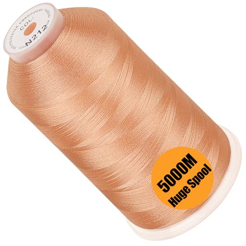 Image of New brothread - Single Huge Spool 5000M Each Polyester Embroidery Machine Thread 40WT for Commercial and Domestic Machines - Peach (Janome Color)