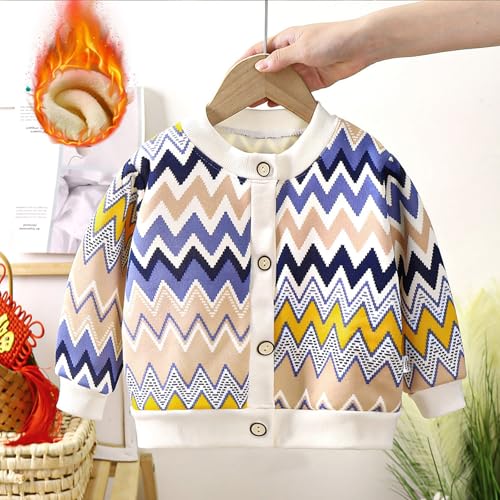 BILIKEYU Little Girls Cardigan Cute Graphic Long Sleeve Buttons Down Open Front Fall Winter Coats for Kids 1 to2