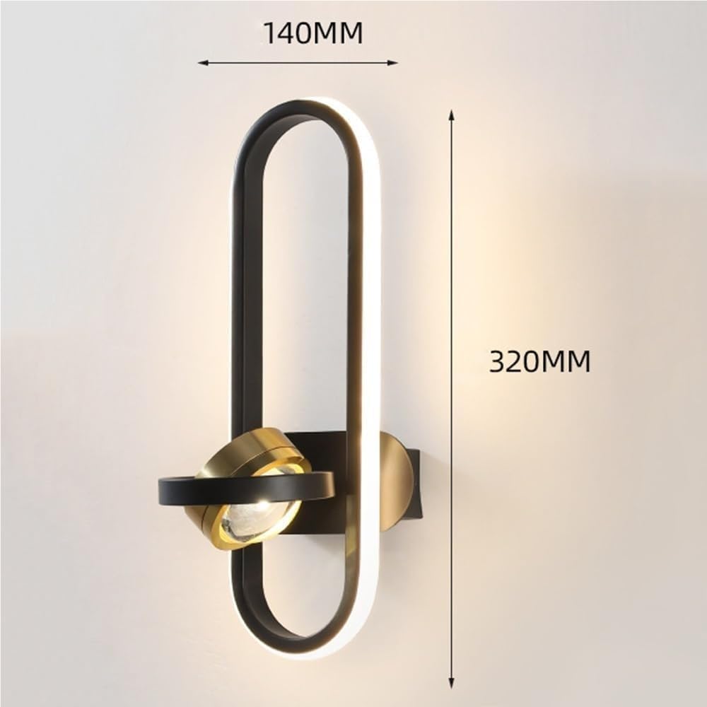 Wall Sconce Oval Modern Minimalist Black Gold Rotatable 3-Color Dimmable Iron Aluminum Silicone Wall Lamp for Bedroom Living Room Bedside Task Lighting