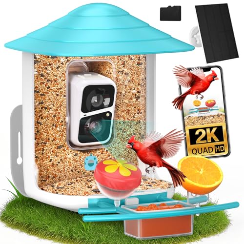 birdsnap® TUC Bird Feeder with Camera 2K HD, Solar Panel 32GB Card 4-in-1 Perch, 160°View Auto...