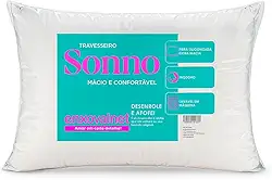 Travesseiro Branco Antialérgico Sonno Macio Toque Fibra Travesseiros Fibra Ganso Pluma