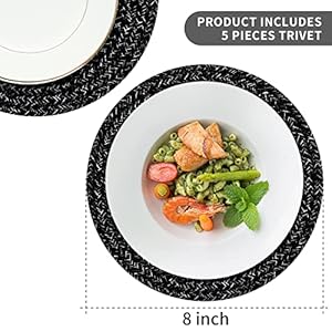 Trivets for Hot Dishes Heat Resistant Hot Pads 5 Pcs 8 Inches Trivet Mats for Hot pots and Pans Cotton Pot Holders for Kitchen Counter Home Essentials Farmhouse Decor