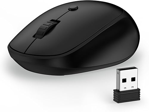 Ratón inalámbrico, mouse silencioso de 2.4 G con receptor USB, 4 botones, portátil óptico inalámbrico USB para Chromebook, laptop, Windows, PC, Mac,