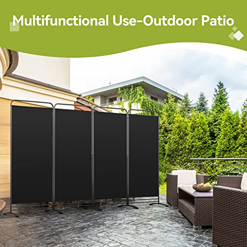 Angel Living Paravent 4 Teilig Klappbar Raumteiler Freistehend Sichtschutzwand Raumteiler Stellwand Trennwand Sichtschutz für Büros, Balkon,Schlafzimmer,Außengarten, 324cm x 180cm Schwarz