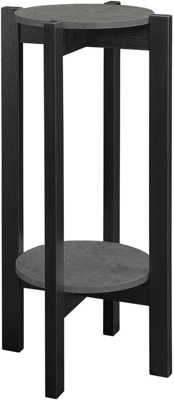 Convenience Concepts Newport Deluxe Plant Stand,wood Faux Cement / Black