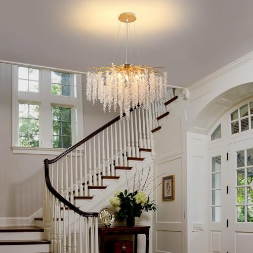 Image of Luxury Modern K9 Crystal Chandelier Lighting Fixture | Italian Style 6-Light Crystal Chandelier Ceiling Light for Living Room, (Round-corona-600MM)