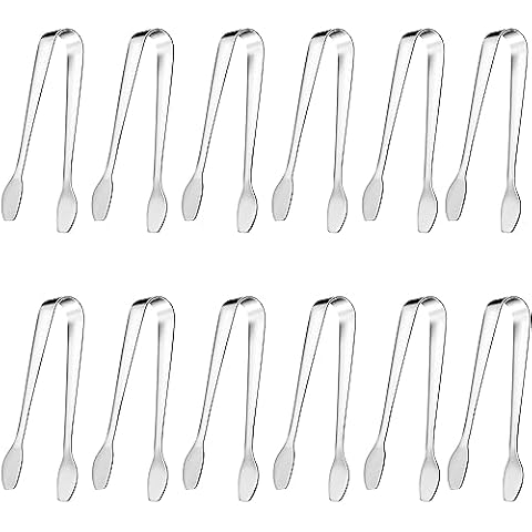 SOLEADER Mini Serving Tongs Mini Tongs for Appetizers 4.5 Inch Small Tongs for Serving Food,Food-Grade 304 Stainless Steel,Small Serving Utensils for Parties Catering,Sugar Tongs,Ice Tongs, Set of 12 Cover