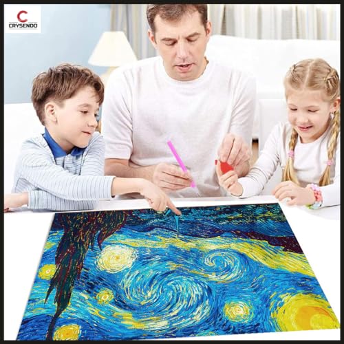 Image of Crysendo 5D Diamond Painting Kit Lake House DIY Wall Decor (Starry Night, 23 X 30 cm)