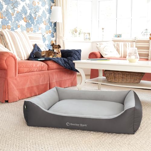Doctor Bark Hundebett Mittelgroße Hunde - Hundekörbchen Flauschig und Weich - Waschbar, Strapazierfähig, Kuschelig - Made in Germany - GreenLabel (L - 97x75 cm, Grau)
