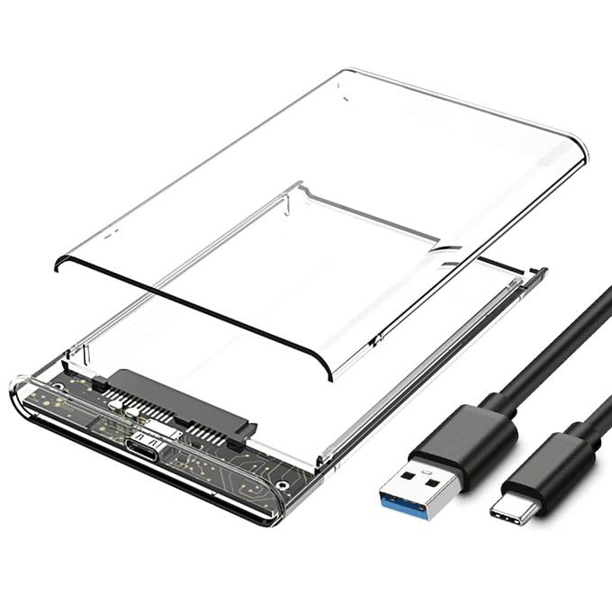 ULTRABYTES 2.5" External Hard Drive Enclosure, SATA III to USB Type-C for HDD/SSD - Tool Free Installation, Transparent Design, Supports UASP and up to 4TB [Hard Drive NOT Included]