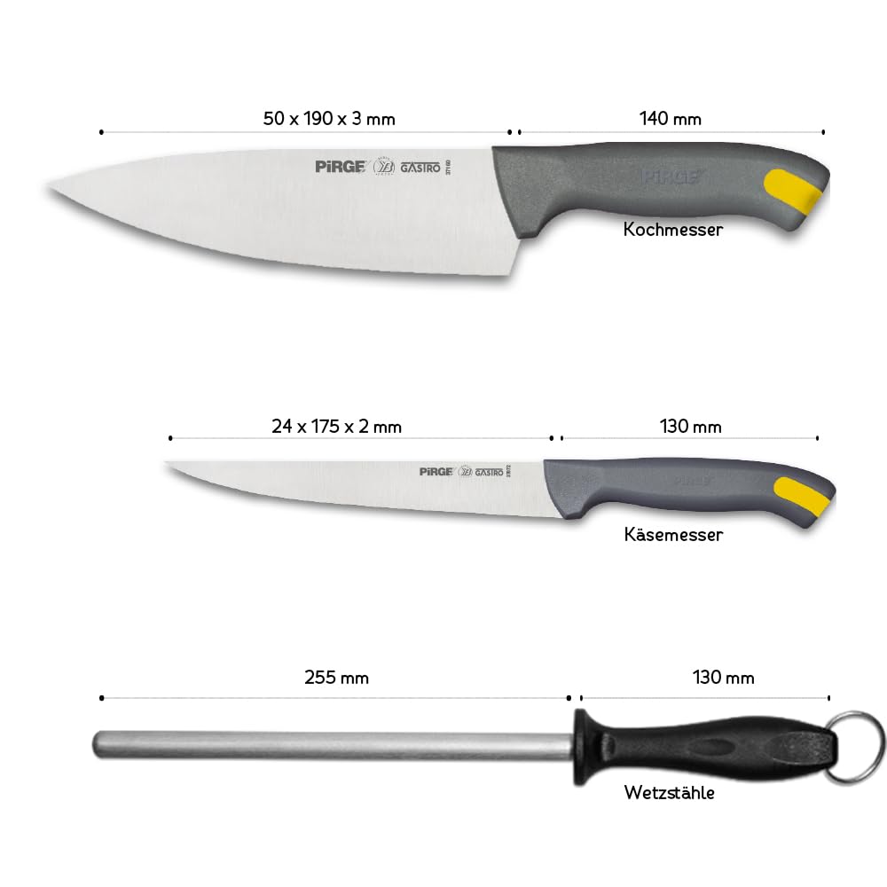 Pirge Gastro Set Coltelli 4 Pezzi con Borsa - Sistema Inserti Colorati HACCP - Acciaio Inox Pro - Set Chef Professionale Ultra-Affilato