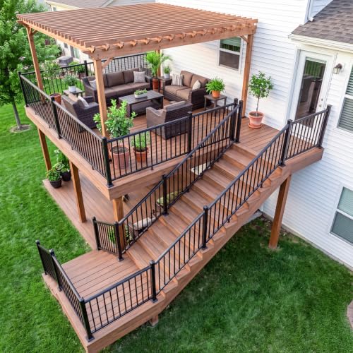 Egadis 1 Pack 36 in x 8 ft Modular Aluminum Stair Railing Kit, Black by Egadis - Used condition - Image 5