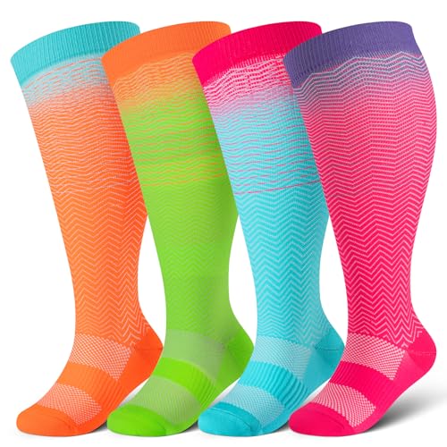 Image of Cerpite Plus Size Compression Socks 20-30 mmHg for Women & Men, Extra Wide Calf Compression Socks, Cushioned Breathable Support for Nurses, Travel, Running & Long Standing