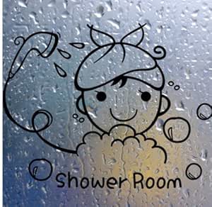 Amazon.com: PVC Waterproof Glass Sliding Door Stickers Shower Room ...