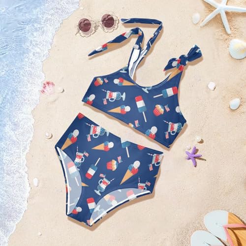 Image of CaTaKu Cute Hawaiian Girls Bathing Suit Toddler Girl Swimsuit Bikini Set for Girls Swimwear Two Piece Size 3-12T
