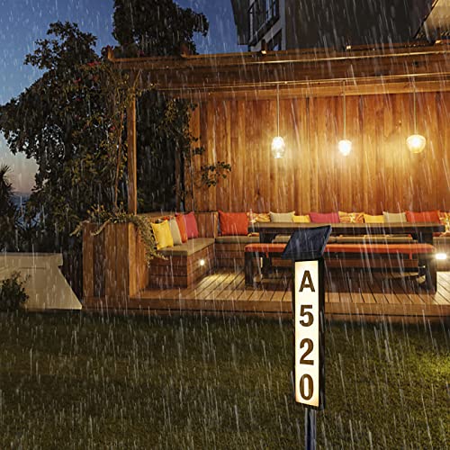 Números de casa com iluminação moderna para placa externa, placas de LED solar à prova d'água com n