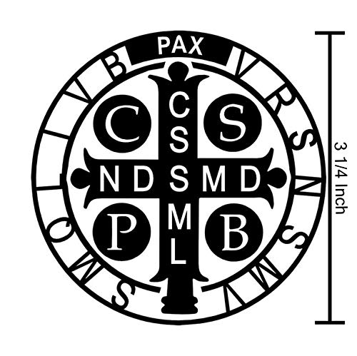 Saint Benedict Catholic Religious White Vinyl Window Decal Sticker For Cars Or Laptops, 3 1/4 Inch #TOP3