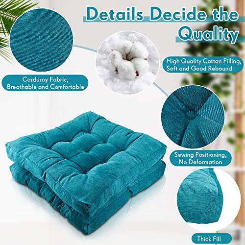 4 Pcs Meditation Floor Pillow Large Floor Pillow For Kids And Adults Square Meditation Cushion Large Pillows For Floor Seating Yoga Living Room Balcony Office Tatami Outdoor, 22 X 22 Inch (Blue) #TOP3