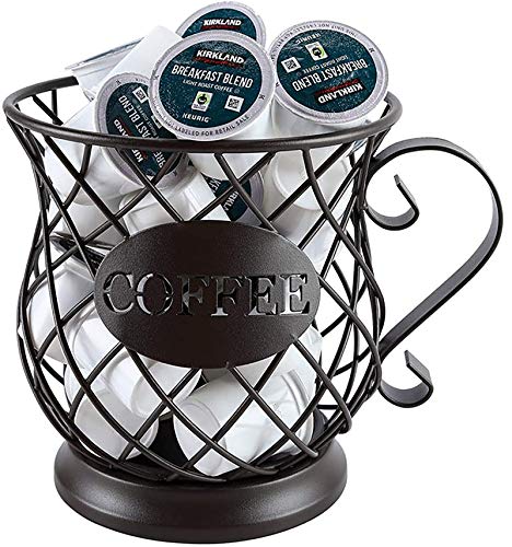 Yesland Coffee Pod Holder, Black Metal Wire Mug Kup Keeper/Coffee Pod Storage, Perfect K Cup Holders And Carousel Holder For Counter Coffee Bar #TOP6