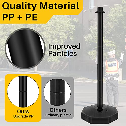 Black Plastic Stanchion Set Traffic Delineator Post Cones With Fillable Base 6.6 Ft Plastic Chain And S Hooks Crowd Control Parking Barrier For Traffic Caution Parking Lot Construction Roads (6 Sets) #TOP2