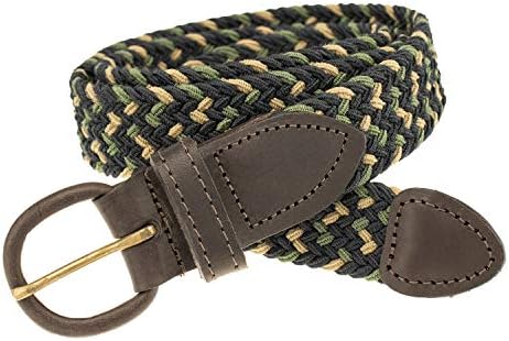 "Miami" Braided Elastic Belt Made in USA by Thomas Bates (L (38-40), Navy Multi)