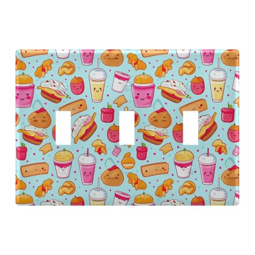 Light Switch Cover Cartoon Food Wall Plates for Electrical Outlets 3 Gang 202a8510