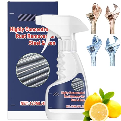 120ml Heavy Duty Rust Remover for Metal,Car Rust Treatment,Metal Rust Converter Spray,Rust Remover for Stainless Steel,Rus/t Rem/over for Steel & Iron,Car Scratch Remover,Iron Stain Cleaner,Fast