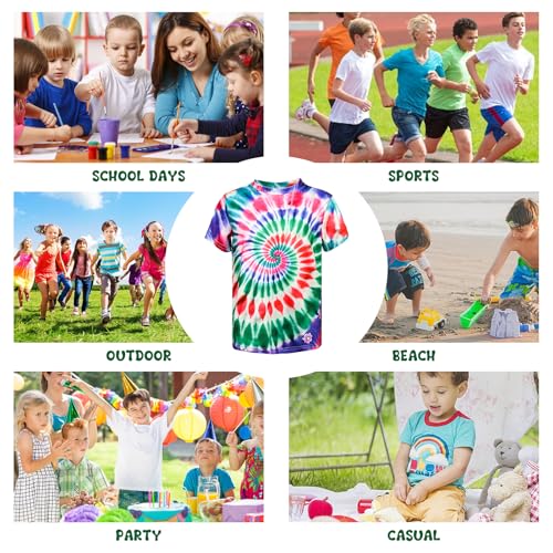 Image of Boys Tie Dye Shirts 3-12 Years Hippies Crewneck Kids Short Sleeve Tee | Boys Tie Dye Shirts