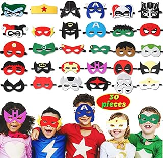 Superhero Masks, 30pcs Superhero Cosplay Party Masks Felt Half Masks Adjustable Sizes Superhero Masks for Party Superhero Party Favors for Boys Girls Birthday Party or Masquerade