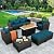 Outdoor Patio Furniture 60000 BTU Outdoor Propane Fire Pit Table Patio Furniture Set 45 In Outdoor Fire Pits 6 Pieces Patio Sofa Outdoor Chairs Anti-slip Cushions Waterproof Covers, Peacock Blue