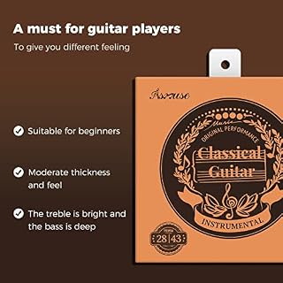 Asmuse Cordes de guitare classique 6 cordes Tension normale en nylon durable recouvert de cuivre argenté (28-43) - Les Beatles, Paul McCartney, John Lennon, RIngo Starr, George Harrison Asmuse Cordes de guitare classique 6 cordes Tension normale en nylon durable recouvert de cuivre argenté (28-43) – Image 4