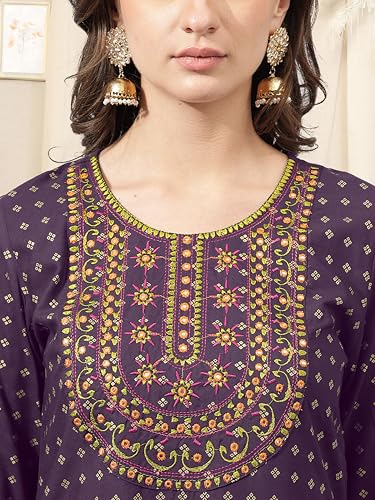 Image of MIRCHI FASHION Women's Straight Fit Paisley Printed And Embellished Kurta Set with Dupatta and Trouser