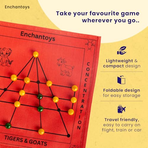 Image of Tigers and Goats Board Game with Raw Silk | Puli Meka, Bagh Chaal, Aadu Puli Aattam | Logical & Strategy Game | Ancient Indian Games | Family Games for Kids