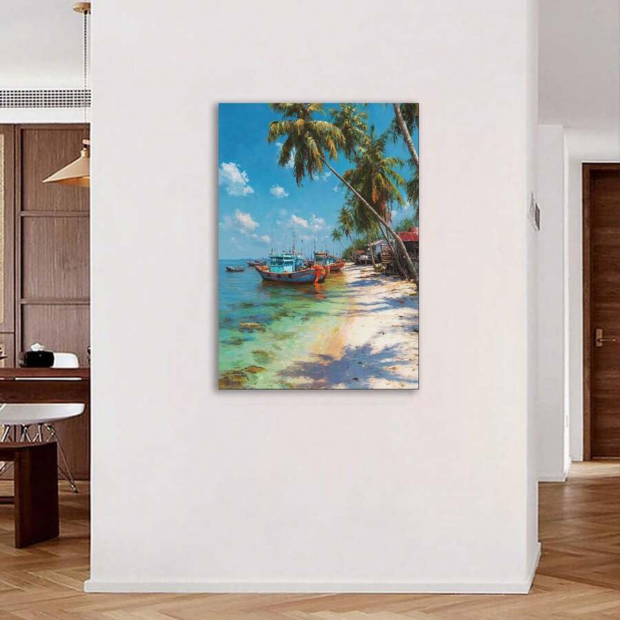 Toile océan pour mur vide grand format affiche moderne bleue 70x100