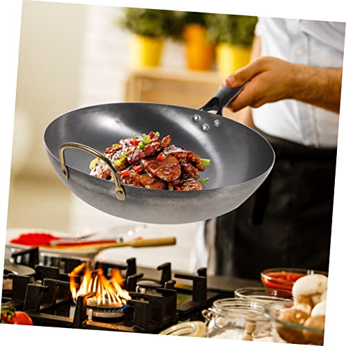 Wok de hierro tradicional redondo tamaño grande miniatura 7