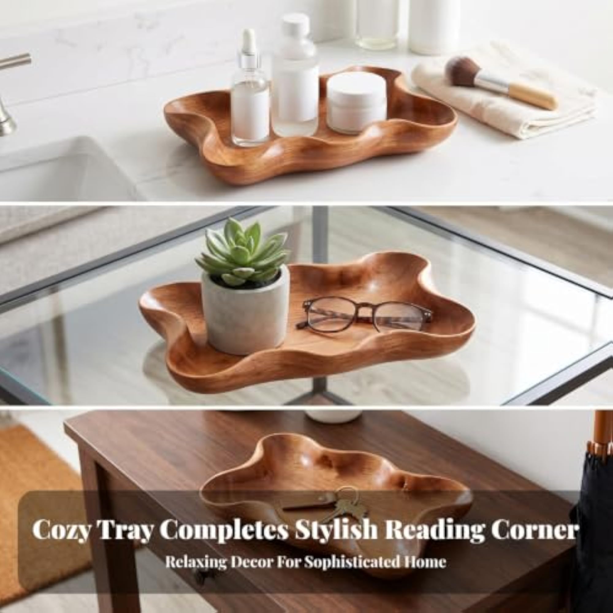 Decorative Wooden Wave Shape Tray