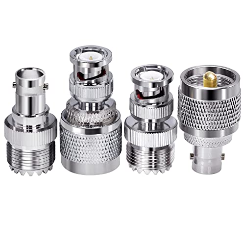 TUOLNK 4pcs PL259 SO239 to BNC Adapter Coax Connector, BNC to UHF Adapter Kit Male to Female Cable Gender Changers Coaxial Connector Kit for CB Radio,Radio,Antennas,Extension Coax Cable