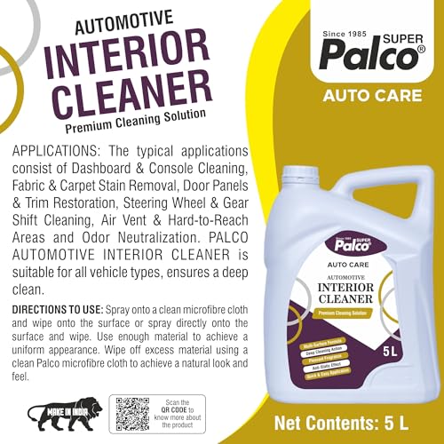 Image of PALCO Interior Cleaner for Car 5 LTR, Upholstery & Car Interior Cleaning