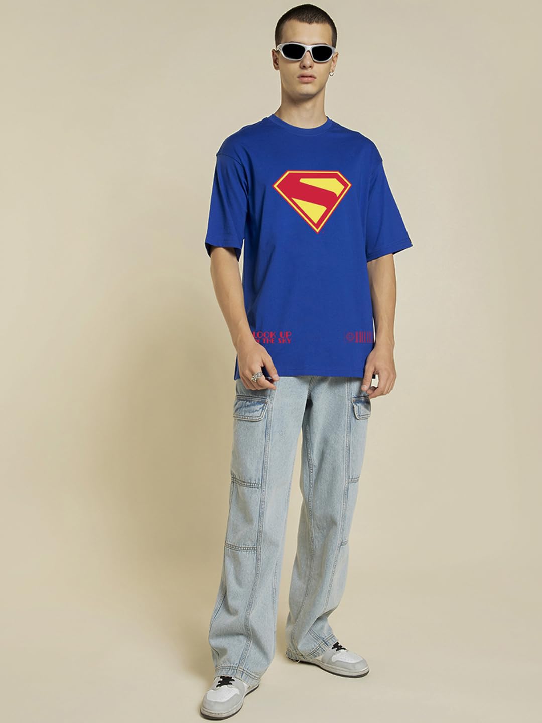 Bewakoof T-shirt męski oversize z nadrukiem graficznym