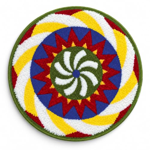 Image of VAS COLLECTIONS Decorative Round Rangoli Mat, Traditional Floral Rangoli Floor Decoration for Pooja Room, Festive Home Decor, Decorative Mat for Entrance, Living Room & Temple, 23 Inches - Starburst