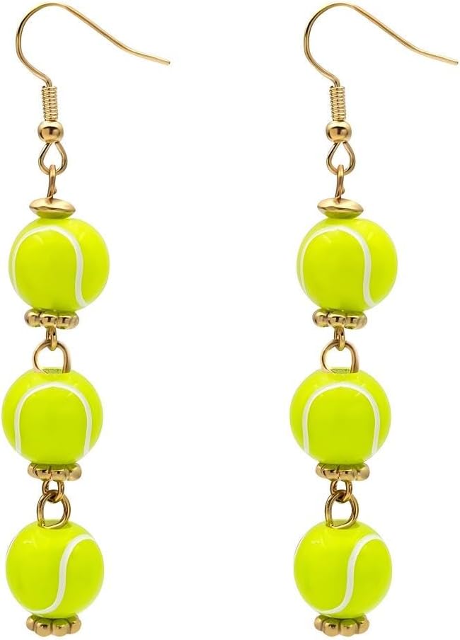 pVq Sports Ball Dangle Earrings for Women Football Basketball Volleyball Baseball Rugby Tennis Ball Earrings Lightweight Game Day Fan Jewelry Gift