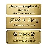 Docvania Custom Engraved Brass Name Plate,Personalized Memorial Plaque for Pet Urn Box,Trophy Award,Shadow Box,Picture Frame Label,Military Flag Display Case,with Adhesive Backing or Screws,0.75x3'